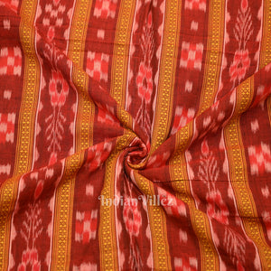 Maroon Pasapali Bandha Sambalpuri Ikat Cotton Fabric