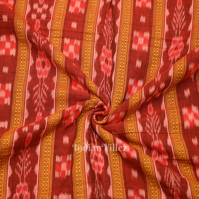 Maroon Pasapali Bandha Sambalpuri Ikat Cotton Fabric