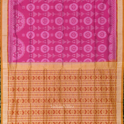 Rani Pink with Mustard Yellow Jhoti Design Sambalpuri Silk Saree