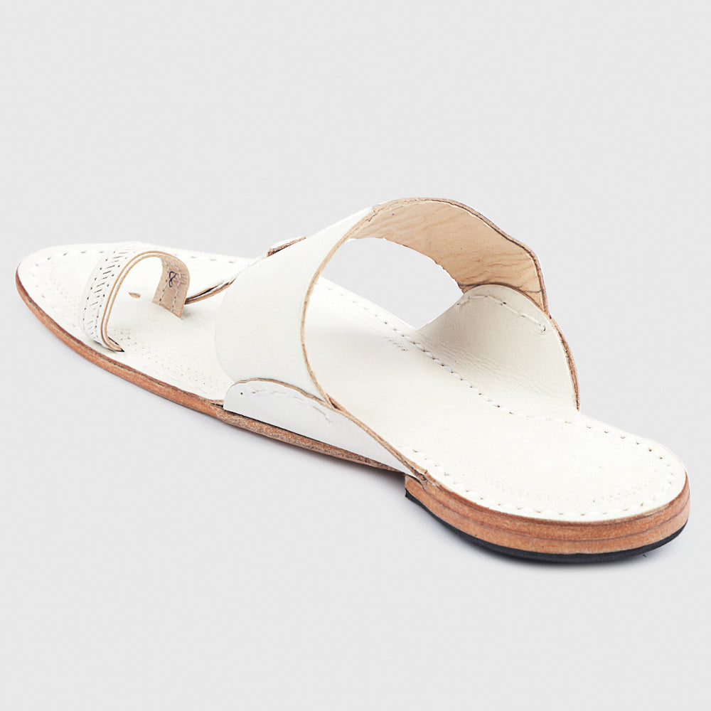 Black and White Handstitched Leather Kolhapuri Men Slipper