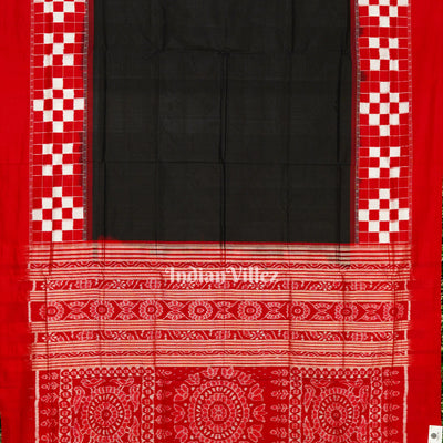 Black With Red Sambalpuri Pasapalli Theme Ikat Sambalpuri Silk Saree