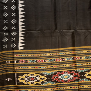 Black Pasapali Border Odisha Ikat Contemporary Silk Saree
