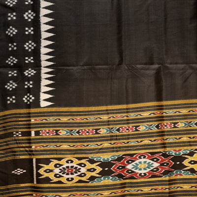 Black Pasapali Border Odisha Ikat Contemporary Silk Saree