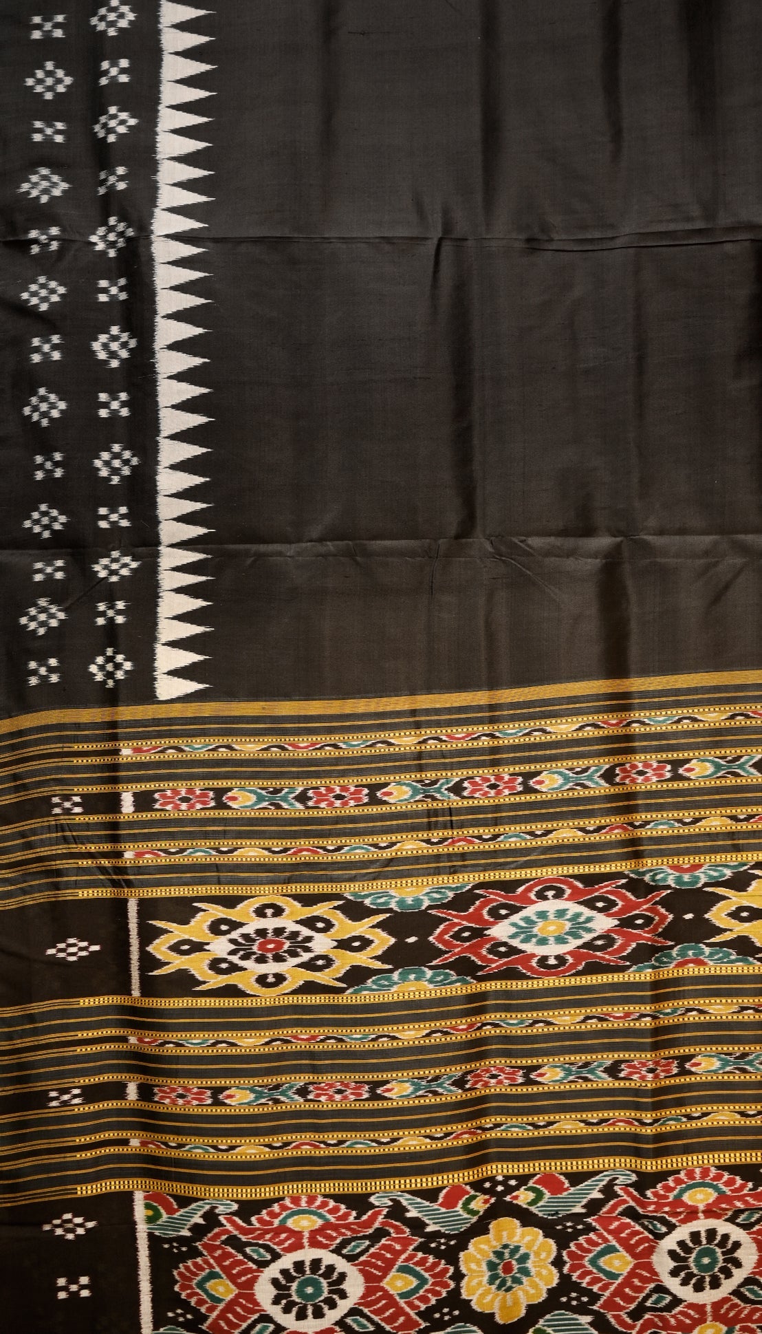 Black Pasapali Border Odisha Ikat Contemporary Silk Saree