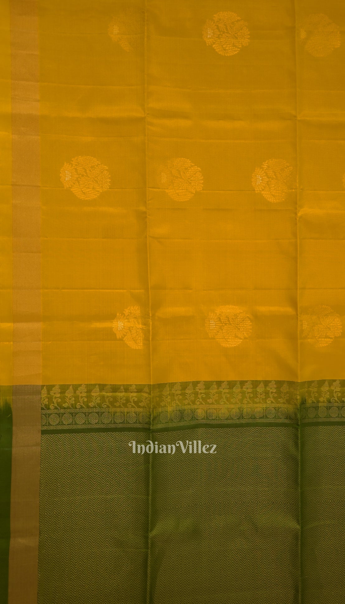 Golden Yellow With Green Pure Kanjivaram Soft Silk Saree