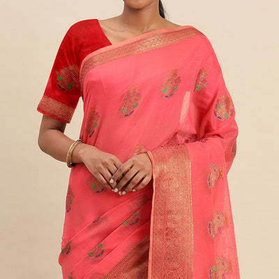 Gajari Woven Cotton Silk Saree