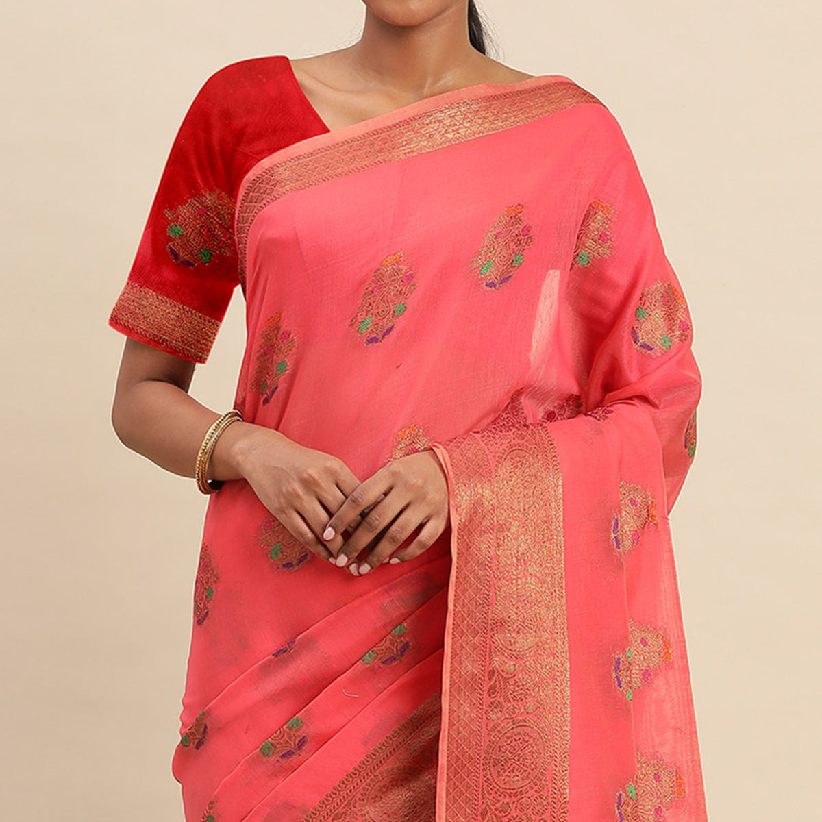 Gajari Woven Cotton Silk Saree