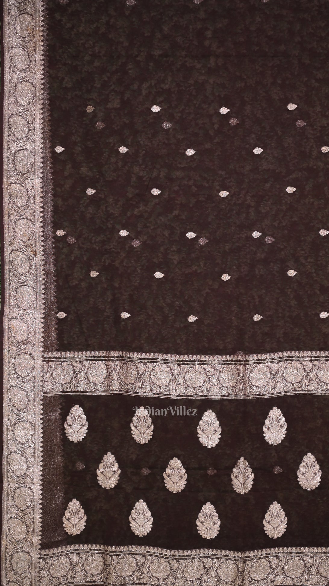 Coffee Color Pure Khaddi Chiffon Banarasi Saree