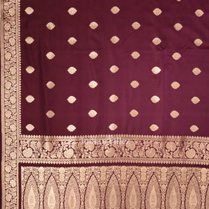 Wine Purple Soft Pure Mashru Satin Silk Banarasi Saree