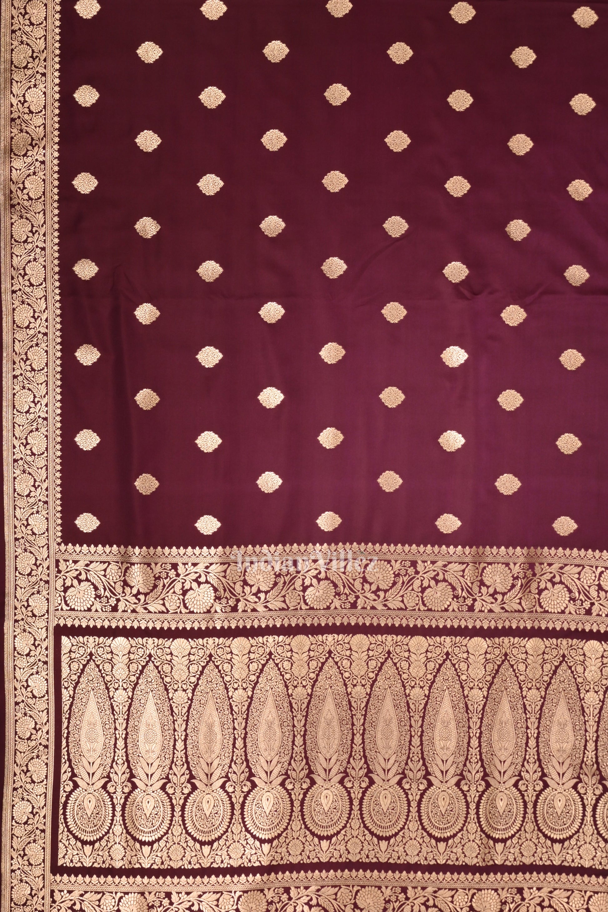 Wine Purple Soft Pure Mashru Satin Silk Banarasi Saree