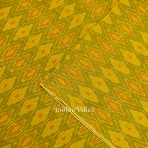 Exclusive Mehendi Green Dual Tone Pochampally Ikat Silk & Cotton (Sico) Fabric