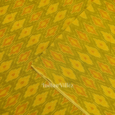 Exclusive Mehendi Green Dual Tone Pochampally Ikat Silk & Cotton (Sico) Fabric