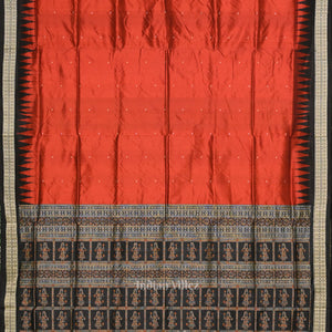 Red Black Buti Bomkai Sambalpuri Silk Saree