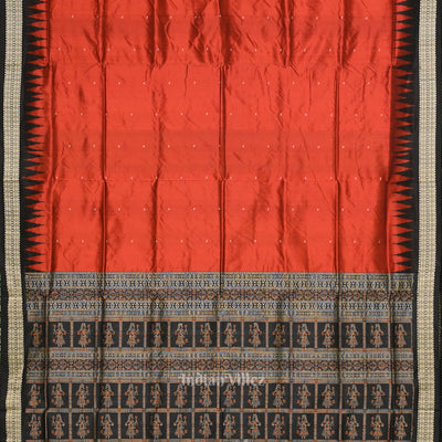 Red Black Buti Bomkai Sambalpuri Silk Saree