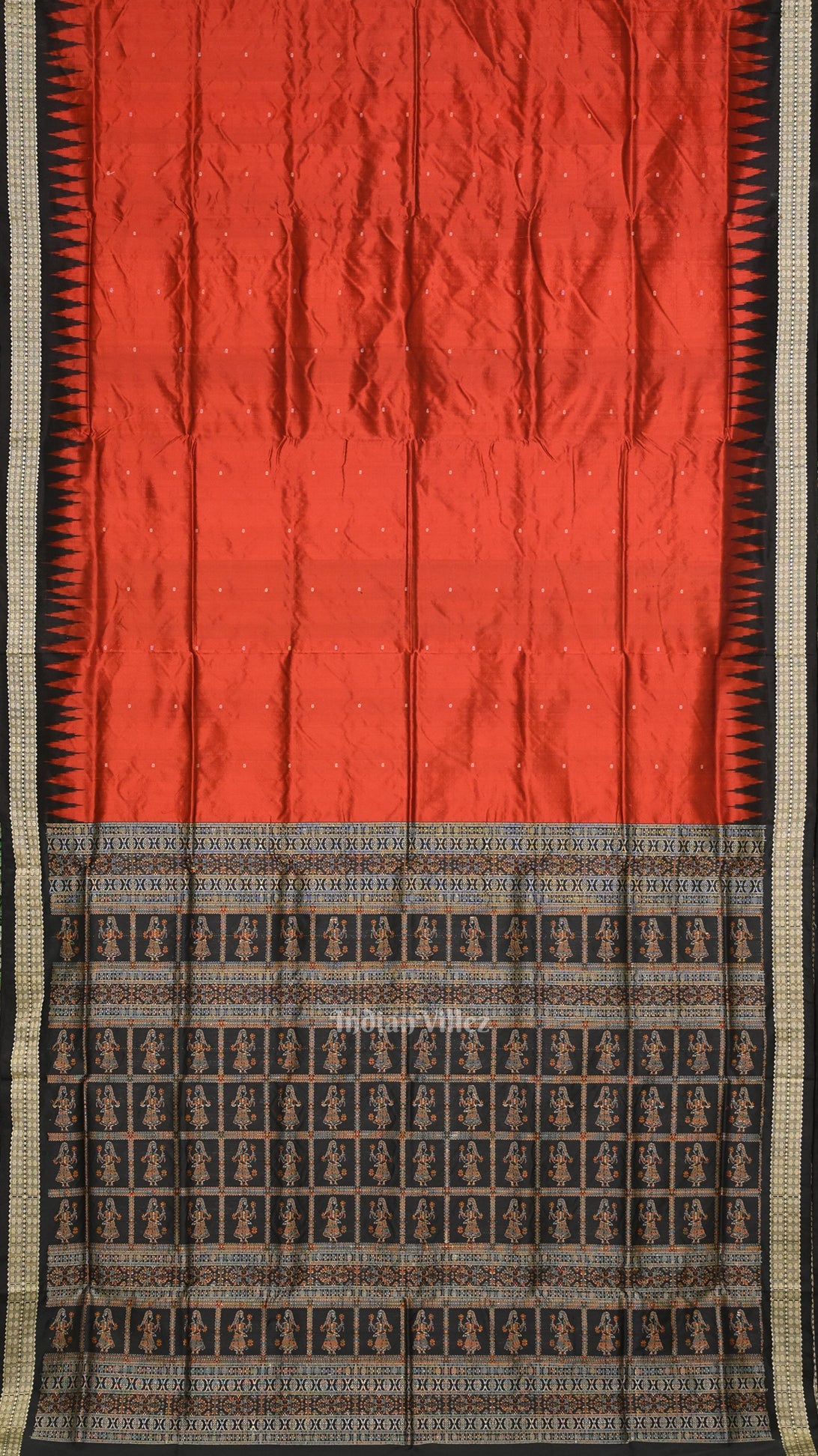Red Black Buti Bomkai Sambalpuri Silk Saree