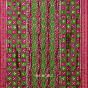 Green Pink Pasapali Odisha Ikat Khandua Silk Saree