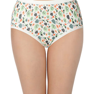 Printed High Rise Assorted Full Brief Panties (Pack of 3 Colors & Prints May Vary)
