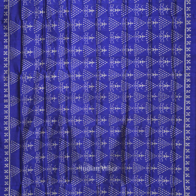 Blue Tribal Contemporary Designer Silk Saree