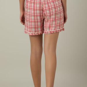 Sleep Shorts - Blush Rose Check Print