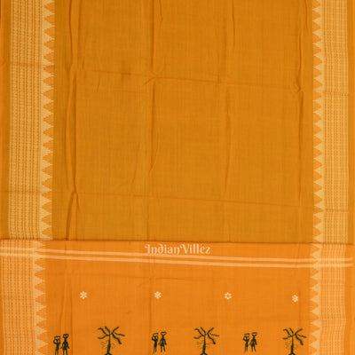 Dark Green Yellow Tribal Design  Sambalpuri Cotton Dress set with Dupatta