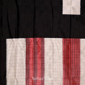 Black White Red Odisha Ikat Pasapali Sambalpuri Silk Saree