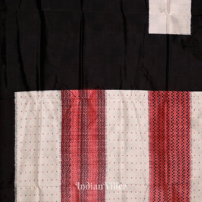 Black White Red Odisha Ikat Pasapali Sambalpuri Silk Saree