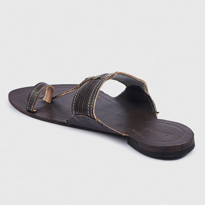 Brown Handstitched Leather Kolhapuri Men Slipper