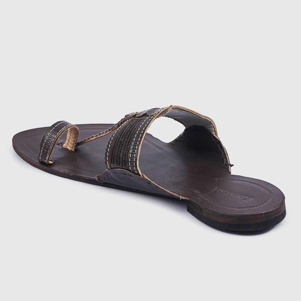 Brown Handstitched Leather Kolhapuri Men Slipper