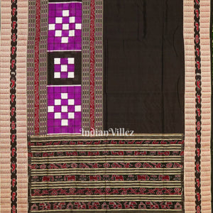 Black Pasapalli Sambalpuri Ikat Silk Saree with Bichitrapuri Border