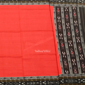 Black Red Flower Buti Odisha Ikat  Sambalpuri Dress Set & Dupatta