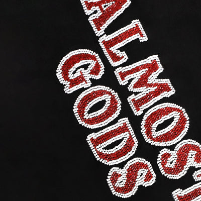 ALMOST GODS | HAND EMBROIDERED KARDANA LOGO HOODIE { BLACK