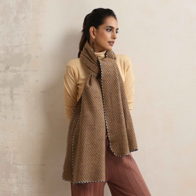 trueBrowns Brown Check Woollen Stole