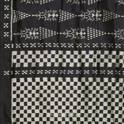 Black Tribal Art with Pasapali Border Contemporary Silk Saree