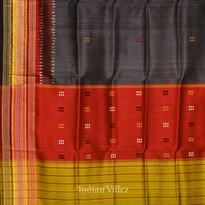 Cement Gray Kathiphera Odisha Ikat Khandua Silk Saree