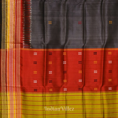 Cement Gray Kathiphera Odisha Ikat Khandua Silk Saree