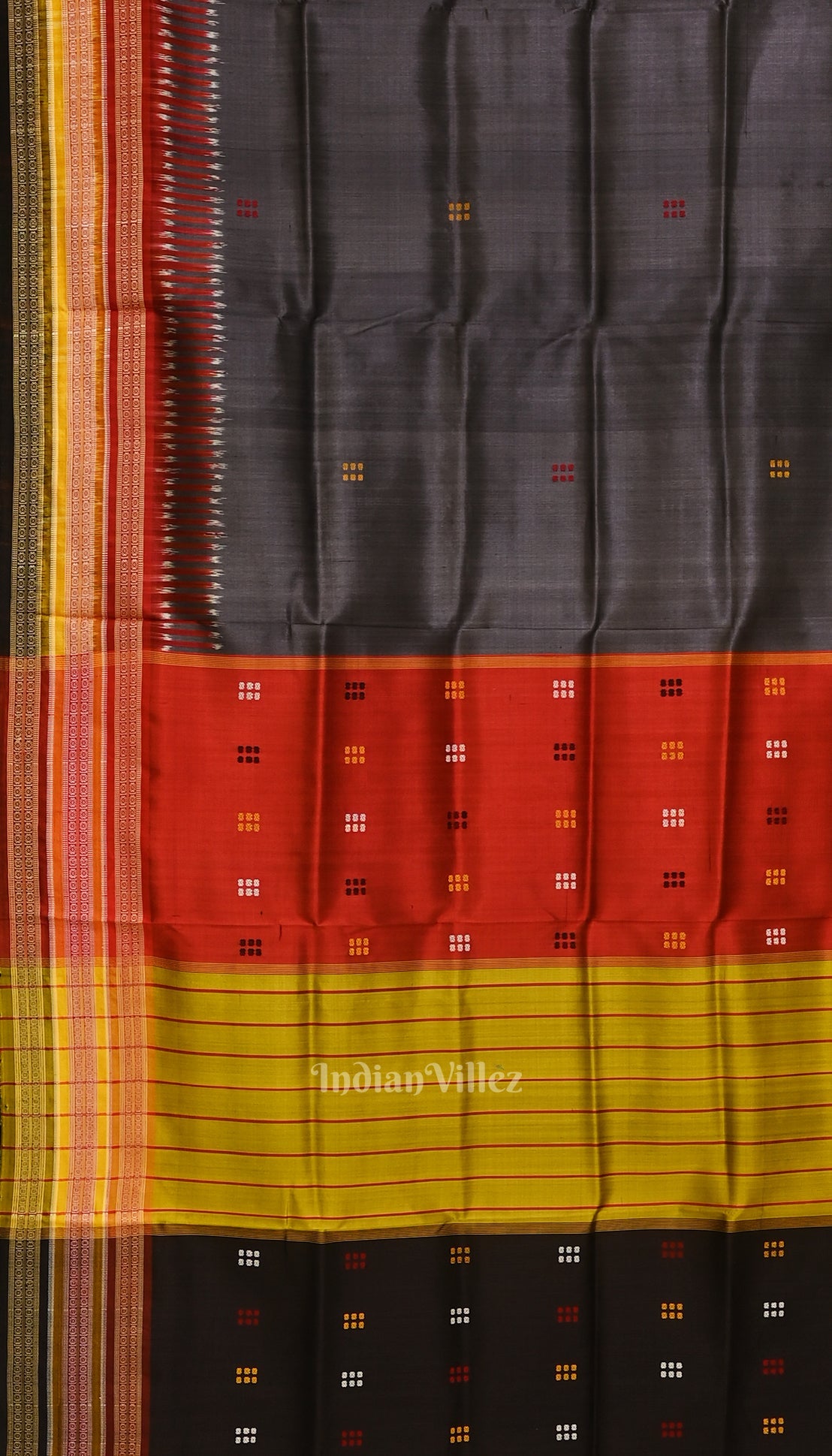 Cement Gray Kathiphera Odisha Ikat Khandua Silk Saree