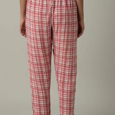 Full Length Pyjama Bottom - Blush Rose Check Print