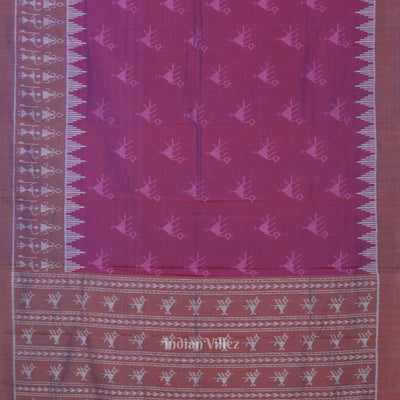Purple Dual Tone Tribal Theme Odisha Ikat Sambalpuri Cotton Saree