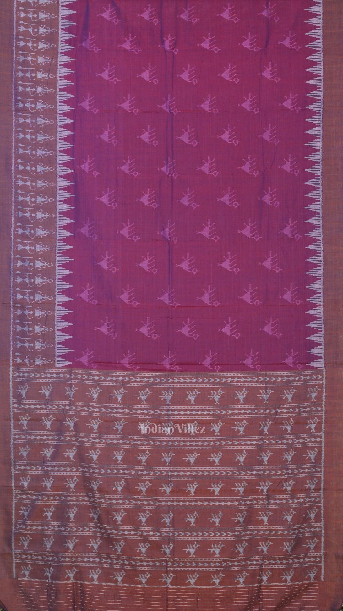 Purple Dual Tone Tribal Theme Odisha Ikat Sambalpuri Cotton Saree