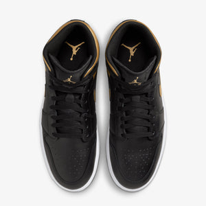 JORDAN | AIR JORDAN 1 MID { BLACK/METALLIC GOLD-WHITE
