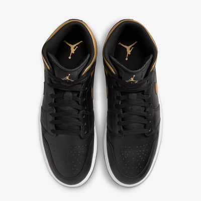 JORDAN | AIR JORDAN 1 MID { BLACK/METALLIC GOLD-WHITE
