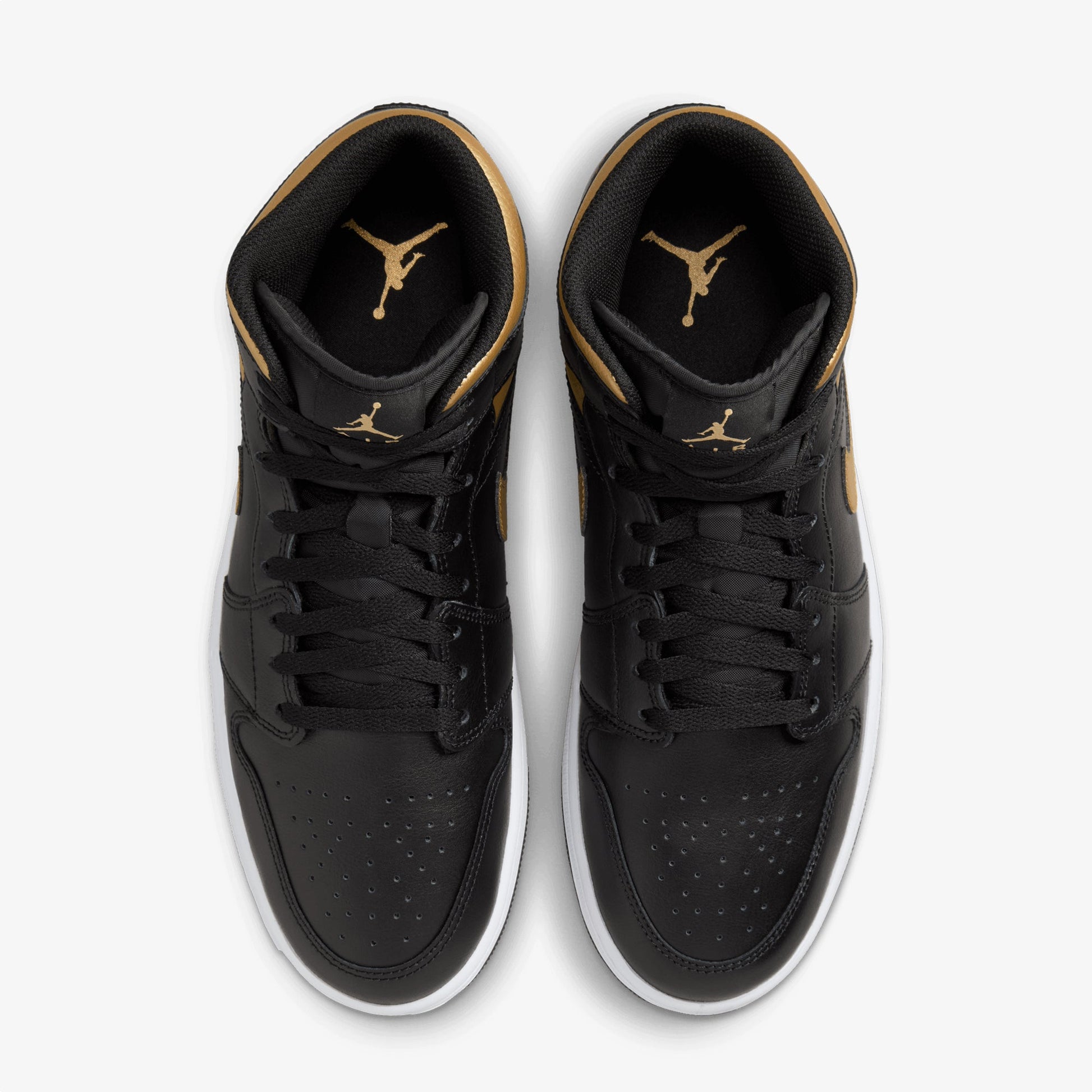 JORDAN | AIR JORDAN 1 MID { BLACK/METALLIC GOLD-WHITE