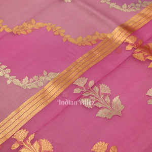 Lavendar Pure Kora Organza Banarasi Tissue saree