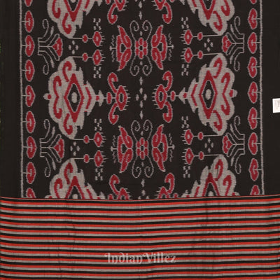 Black With Multicolour Floral Theme Odisha Ikat Sambalpuri Pure Cotton Saree