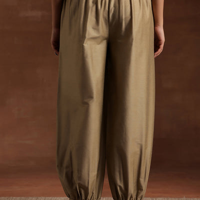 Gold Solid Silk Salwar