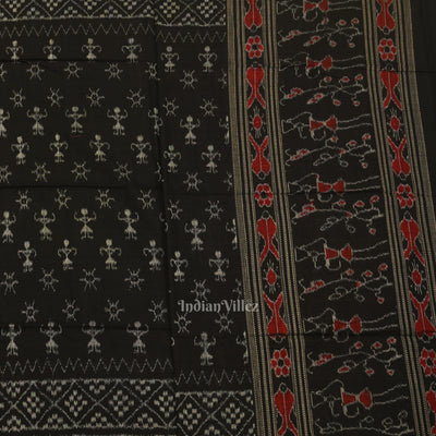 Orange Black Odisha Ikat Sambalpuri Dress Set & Dupatta