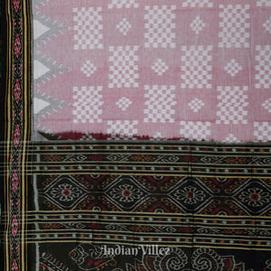 Light Pink Pasapali Theme Odisha Ikat Sambalpuri Pure Cotton Saree