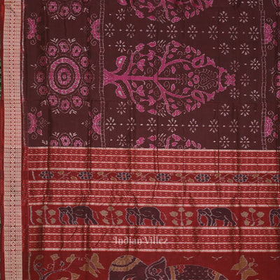 Coffee Tree Motif Odisha Ikat Sambalpuri Silk Saree