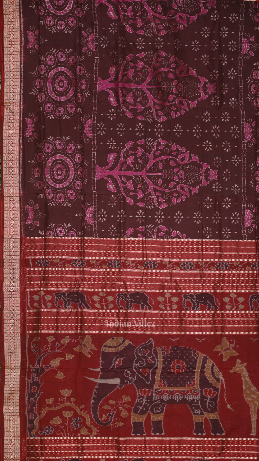 Coffee Tree Motif Odisha Ikat Sambalpuri Silk Saree