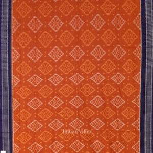 Orange Navy Blue Odisha  Sambalpuri Pure Cotton Saree